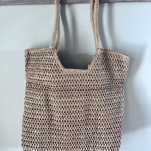 Stylish Tan Woven Tote Bag